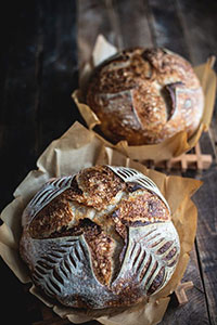 two round loaves of bread
